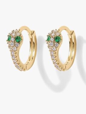 14K Gold Plated over .925 Silver Gold Snake Huggie Hoop Earrings